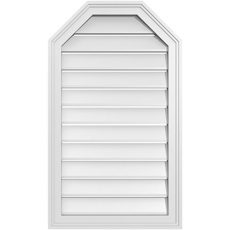 Ekena Millwork Octagonal Top Surface Mount PVC Gable Vent w/ 2"W x 1-1/2"P Brickmould Frame, 20"W x 34"H GVPOT20X3402SF